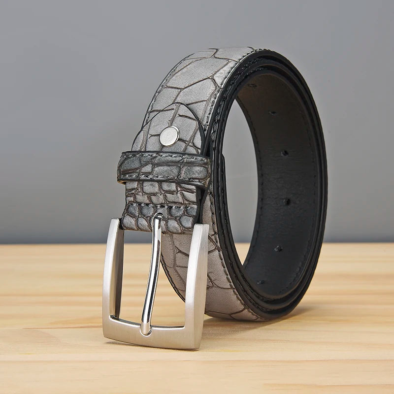 Men imitation alligator belt