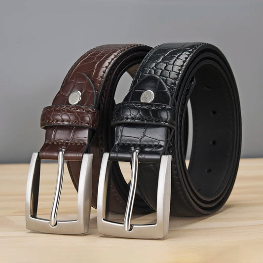 Men imitation alligator belt