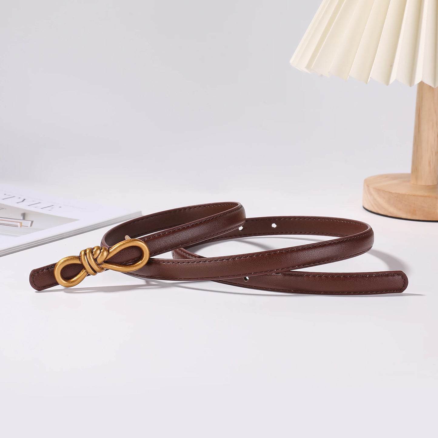 Women Genuine Leather Knotted Thin Waist Belt