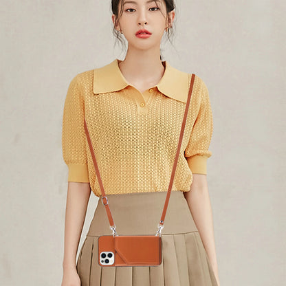 Lanyard Crossbody leather Case For iPhone