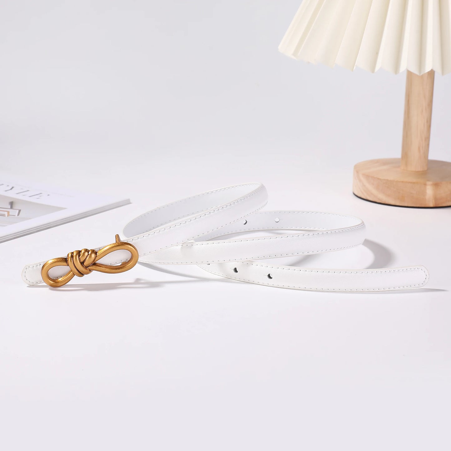 Women Genuine Leather Knotted Thin Waist Belt