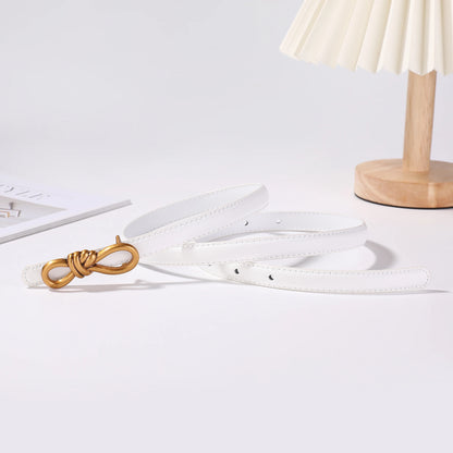 Women Genuine Leather Knotted Thin Waist Belt