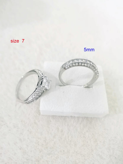 2pcs/set Alliance Engagement Wedding Rings For Women