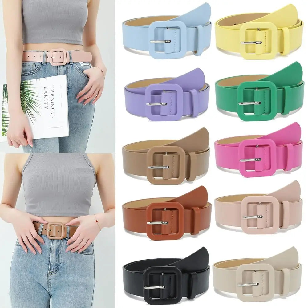 Fashion Women Belt Square Buckle