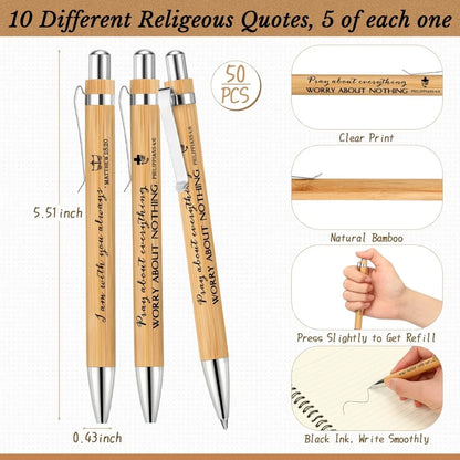 100 Pcs/ 50 Set Christian Gifts Bulk Include Spiral Notebook and Bible Ballpoint Pen