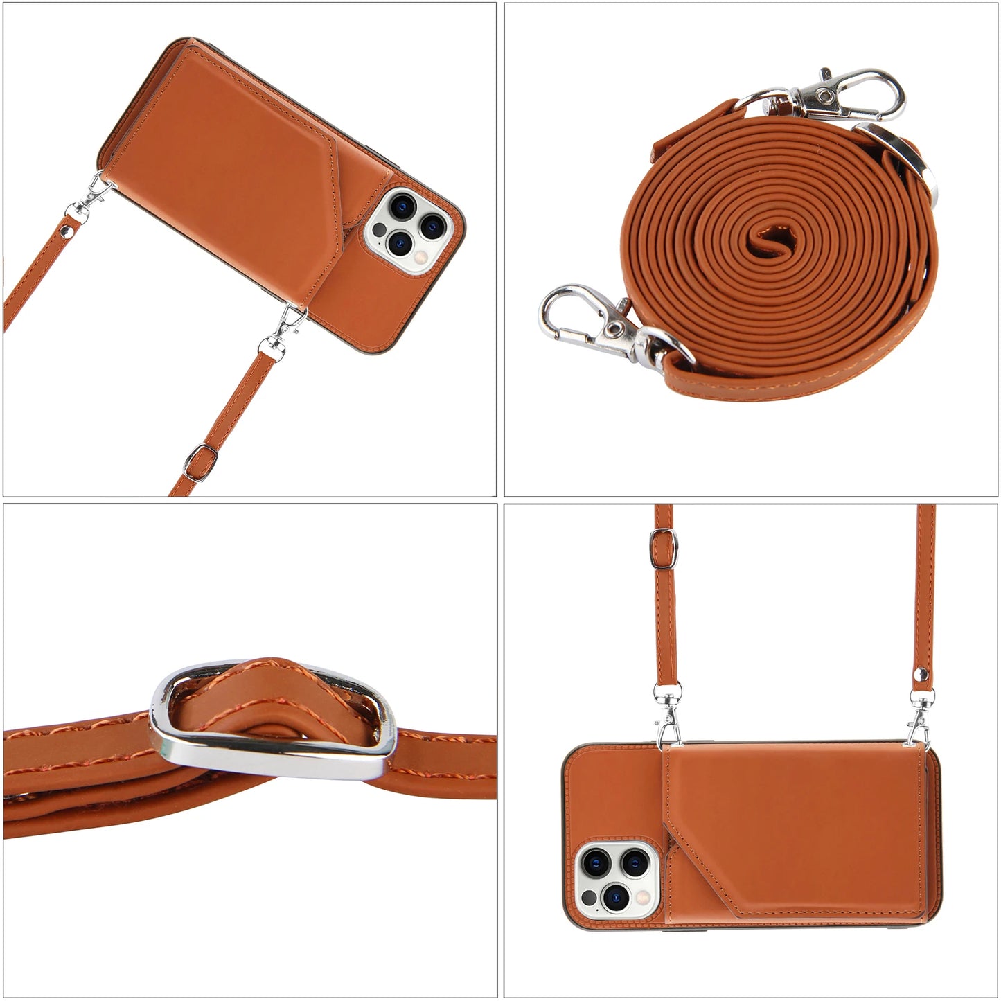 Lanyard Crossbody leather Case For iPhone