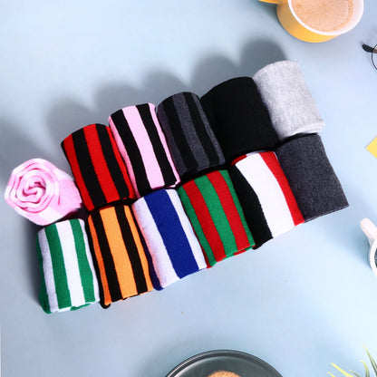 Women's Long Socks Fingerless Gloves Set Soild Color Striped Over Knee