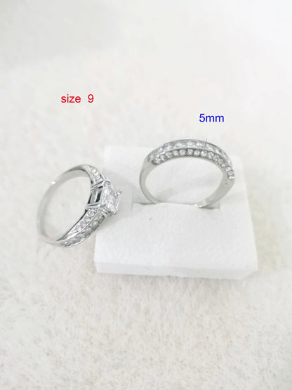 2pcs/set Alliance Engagement Wedding Rings For Women