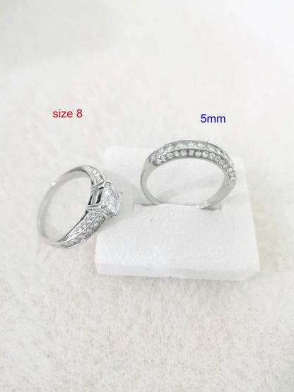 2pcs/set Alliance Engagement Wedding Rings For Women