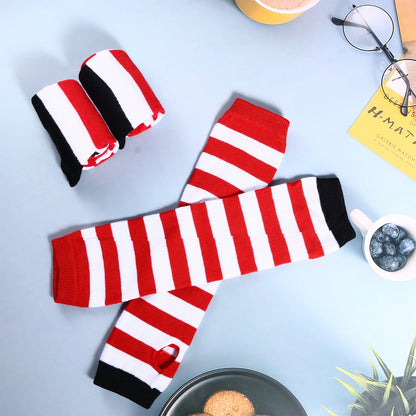 Women's Long Socks Fingerless Gloves Set Soild Color Striped Over Knee