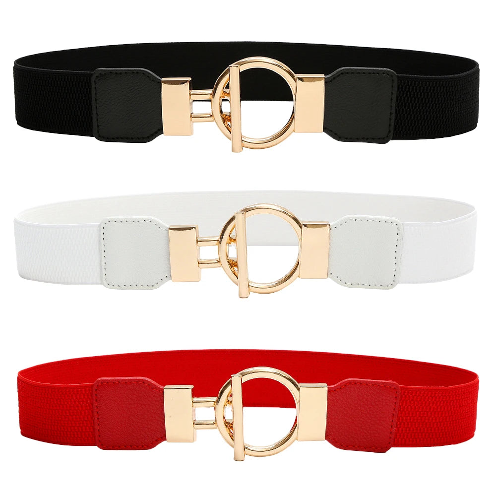 3 Pieces Women Waistbands with Metal Buckle