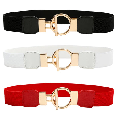 3 Pieces Women Waistbands with Metal Buckle