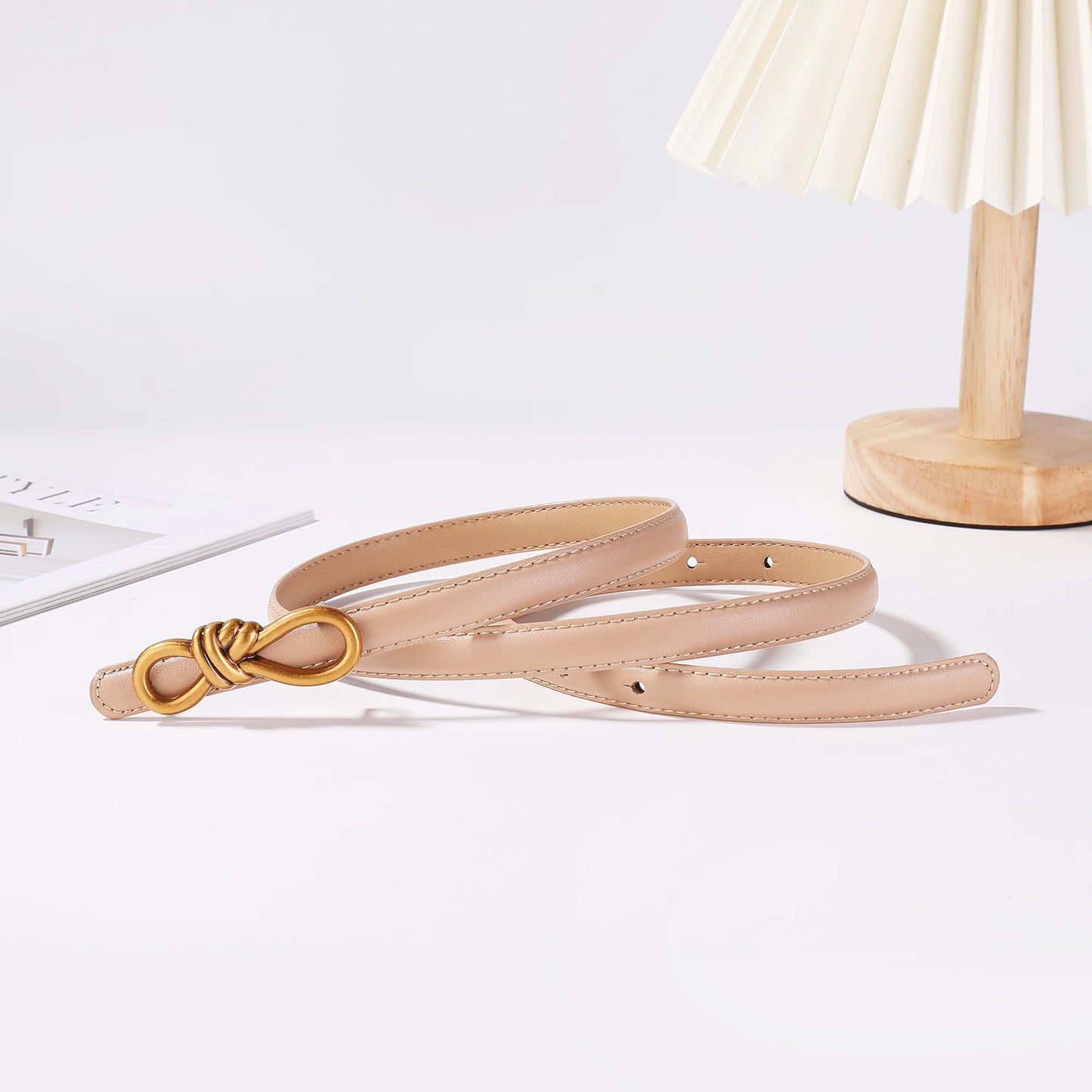 Women Genuine Leather Knotted Thin Waist Belt