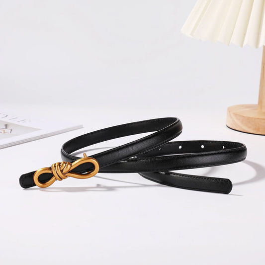 Women Genuine Leather Knotted Thin Waist Belt