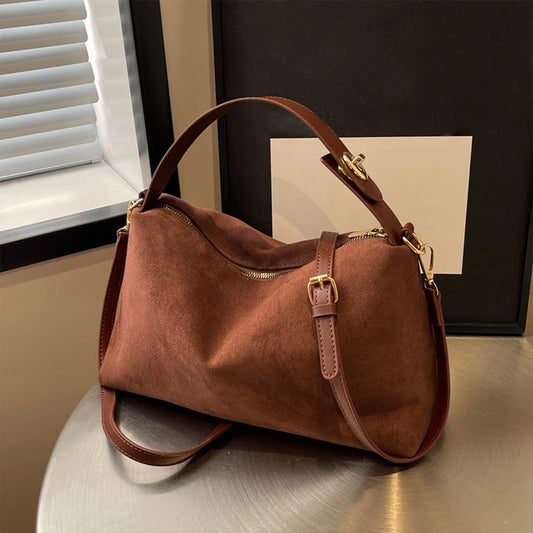 Women Suede Shoulder Bag Adjustable