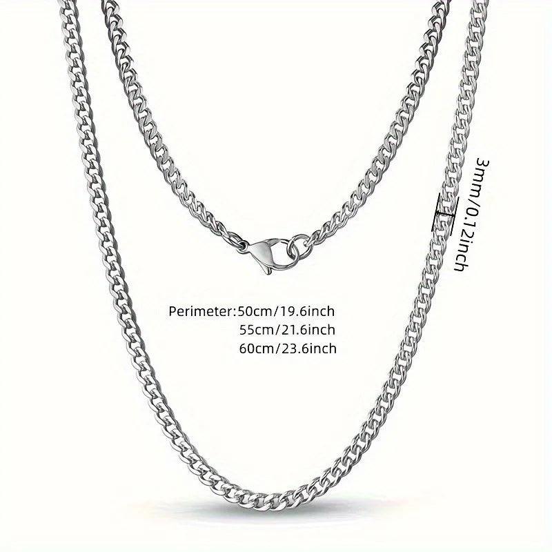 3mm Minimalist Stainless Steel Side Chain Necklace