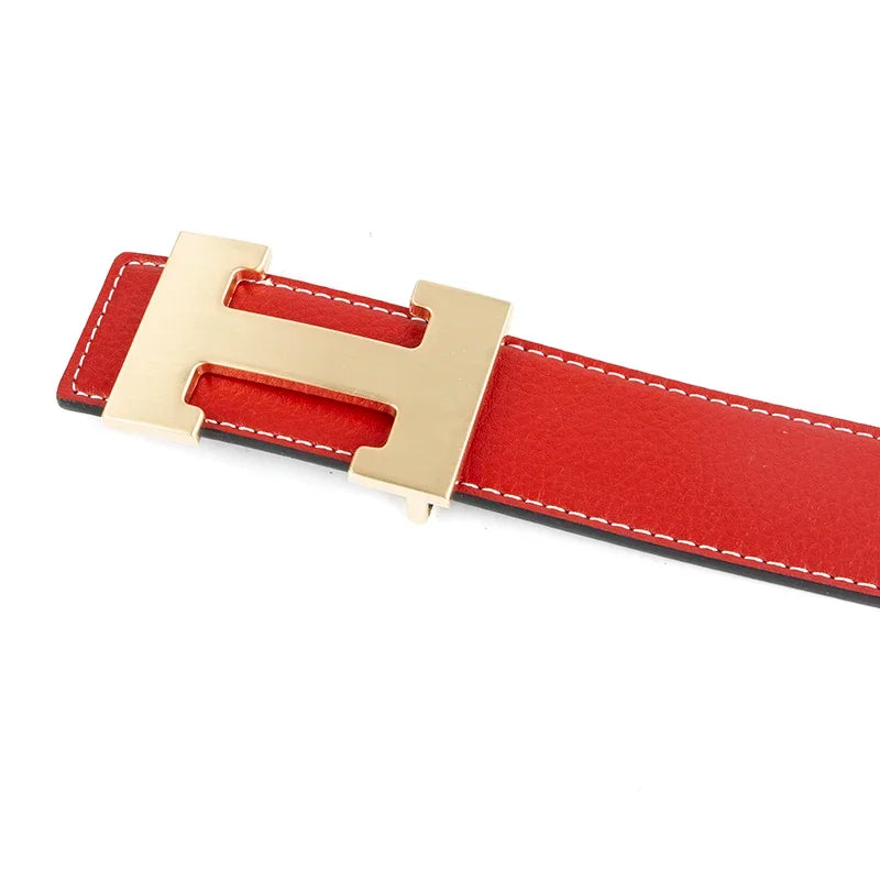 Red Luxury Designer Brand Cowhide Belt