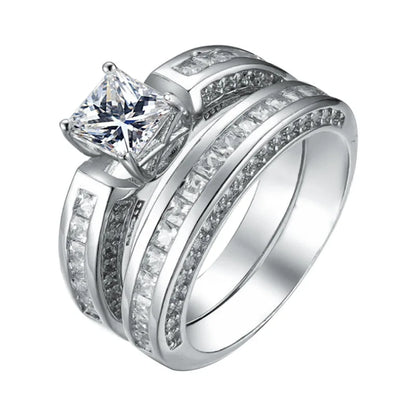 2pcs/set Alliance Engagement Wedding Rings For Women