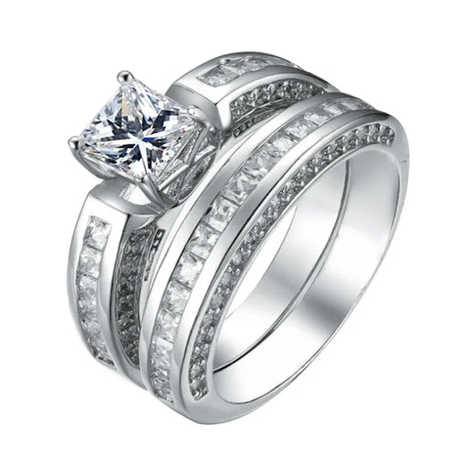 2pcs/set Alliance Engagement Wedding Rings For Women
